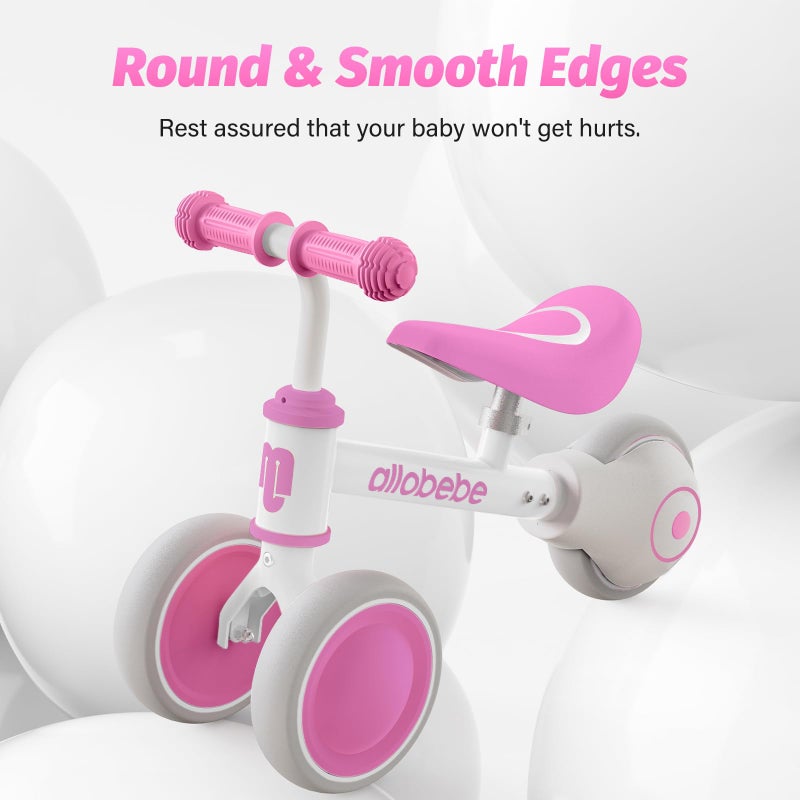 allobebe Baby Balance Bike, Cute Toddler Bikes 12-36 Months Gifts for 1 Year Old Girl Bike to Train Baby from Standing to Running with Adjustable Seat Silent & Soft 3 Wheels - Image 5